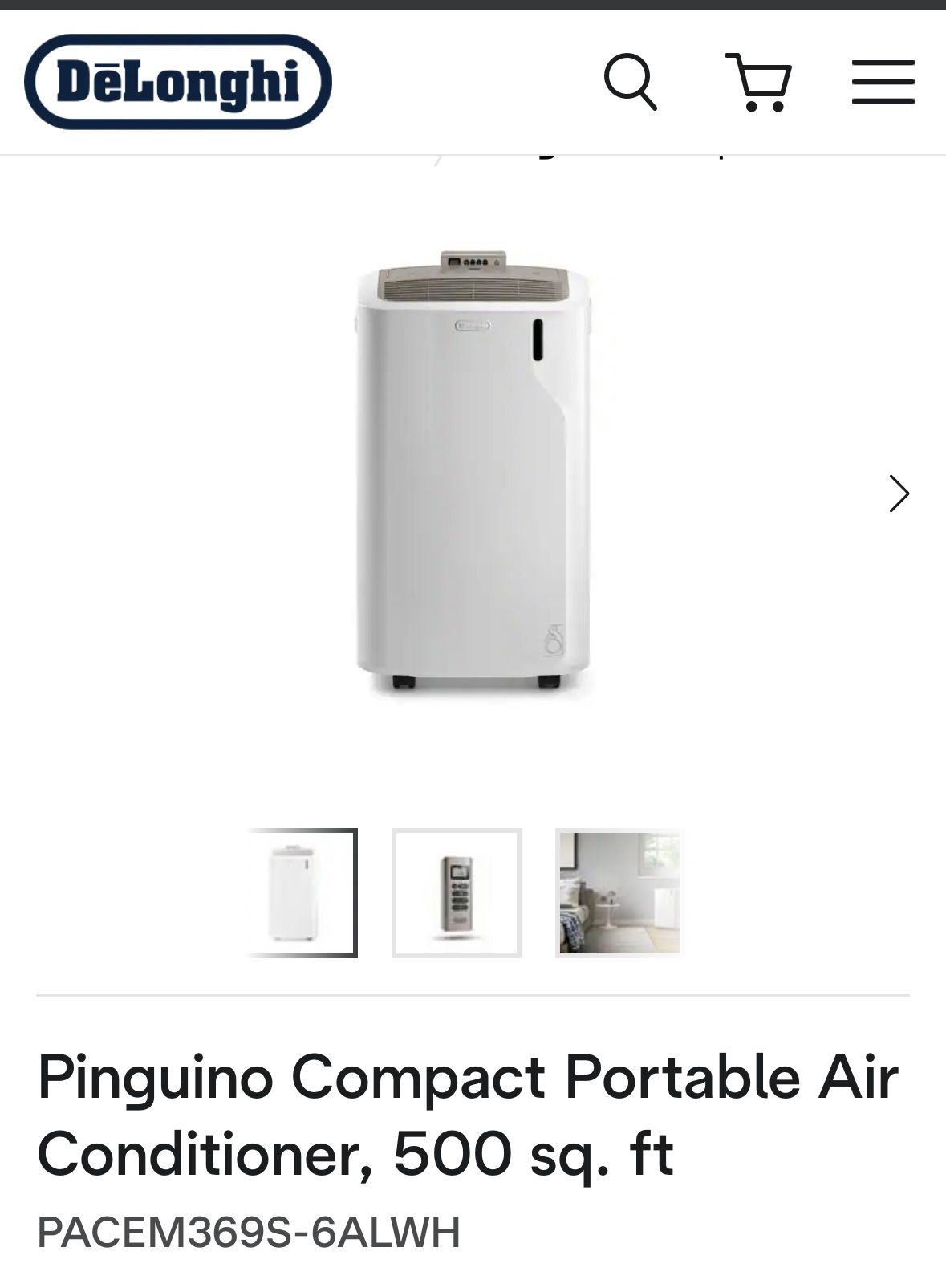 Pinguino Compact Portable Air Conditioner Dehumidifier Fan 3 in 1. 500 sq. ft.