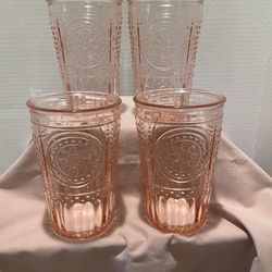 Pink Colored Crystal Glasses Made in Italy