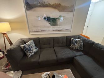 Used Dark Gray Sectional Couch with Chaise – As-Is