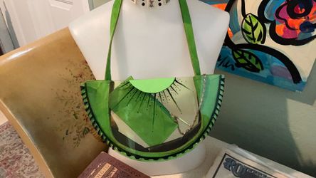 One of a kind,   Lucite , and lime  green, handmade handbag  purse Mcm vintage
