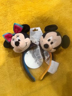 DISNEYLAND 70TH CELEBRATION PLUSH HEADBAND FEATURING MICKEY & MINNIE MOUSE