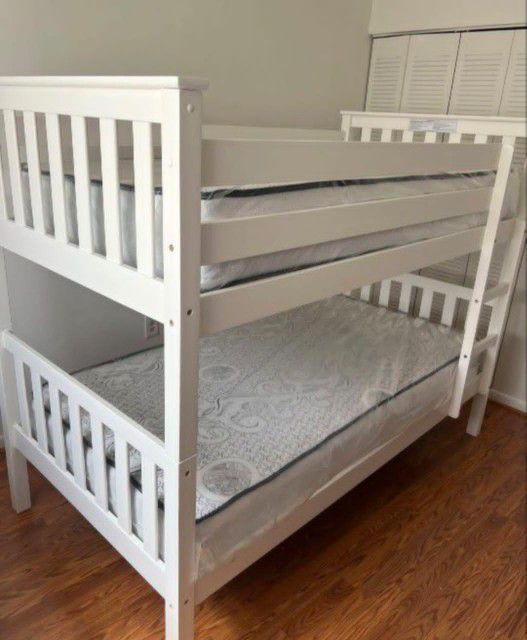 NEW TWIN OVER TWIN BUNK BED WITH MATTRESS INCLUDED WOODEN BUNK BED TWIN LITERA TWIN CAMAROTE TWIN 
