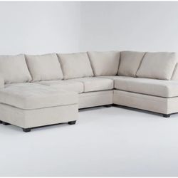 Bonaterra Sand Beige Fabric 127" 2 Piece U-Shaped Sectional with Left Arm Facing Sofa Chaise & Right Arm Facing Corner Chaise