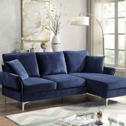 Brand New Navy Left-Right Interchangeable Chaise Sectional Sofa 