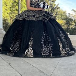 Quinceañera Black & Gold Dress