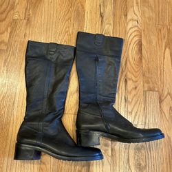 Banana Republic Black Leather Boots Womens Size 8 Tall Riding black