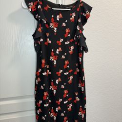 Like New- Banana Republic Floral Flutter-Sleeve Shift Dress