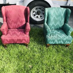 Kids Queen Anne Chairs Burgundy And Dark Green
