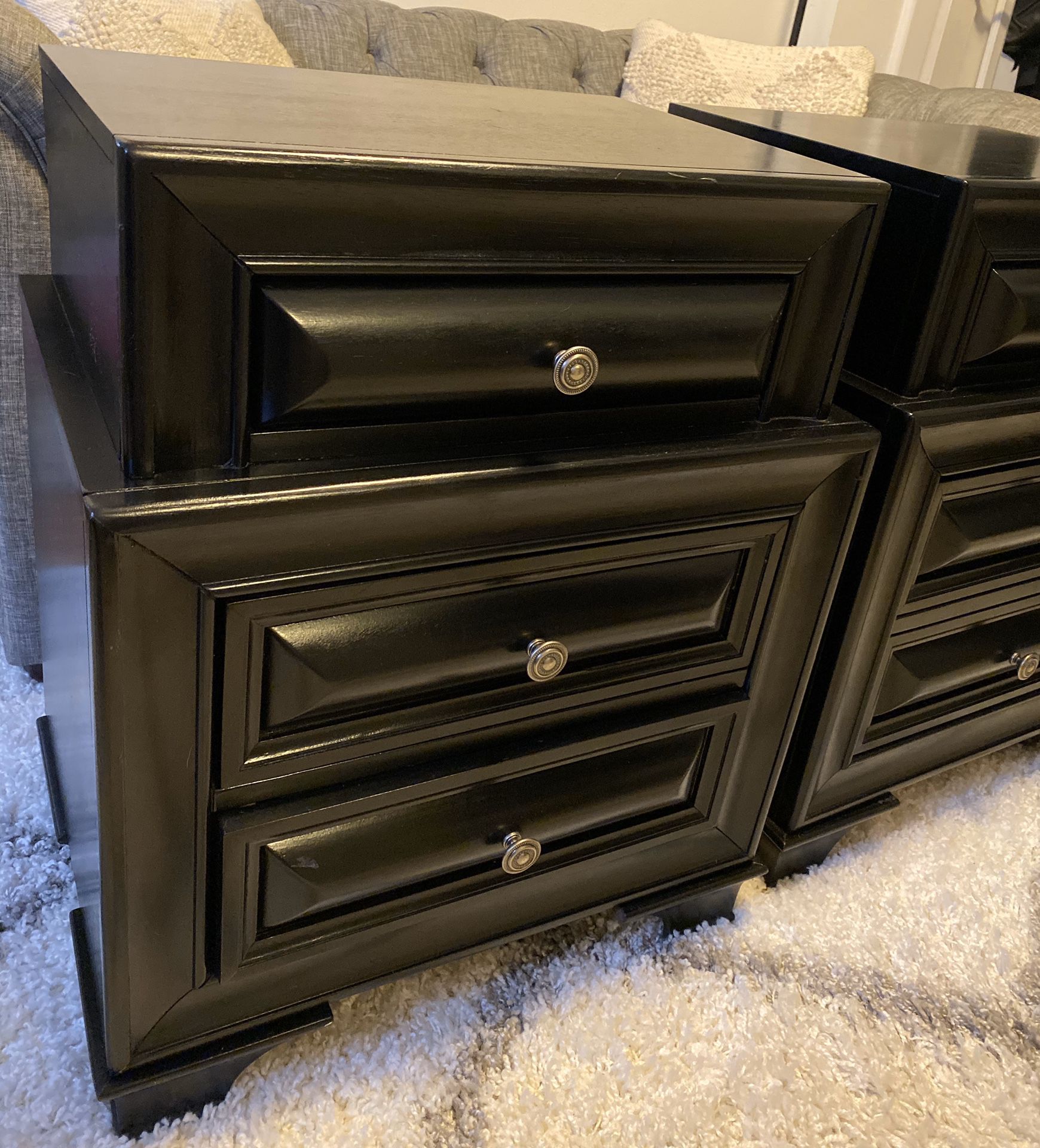Set of black wood night stands