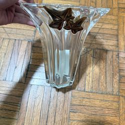 Mikasa Walther Glass Crystal Vase Gold Leaf Art Glass Handmade Germany