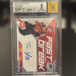 2019 - 20 Mosaic Trey Young Fast Break Auto BGS 8, Auto 10 Grade