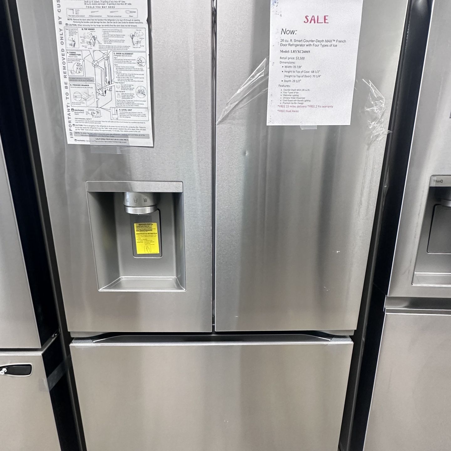 Unused New LG 36” Wide Counter Depth Refrige 