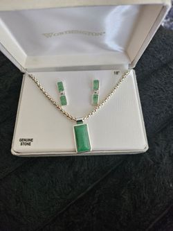 Worthington Genuine Stone Necklace and Earring Set