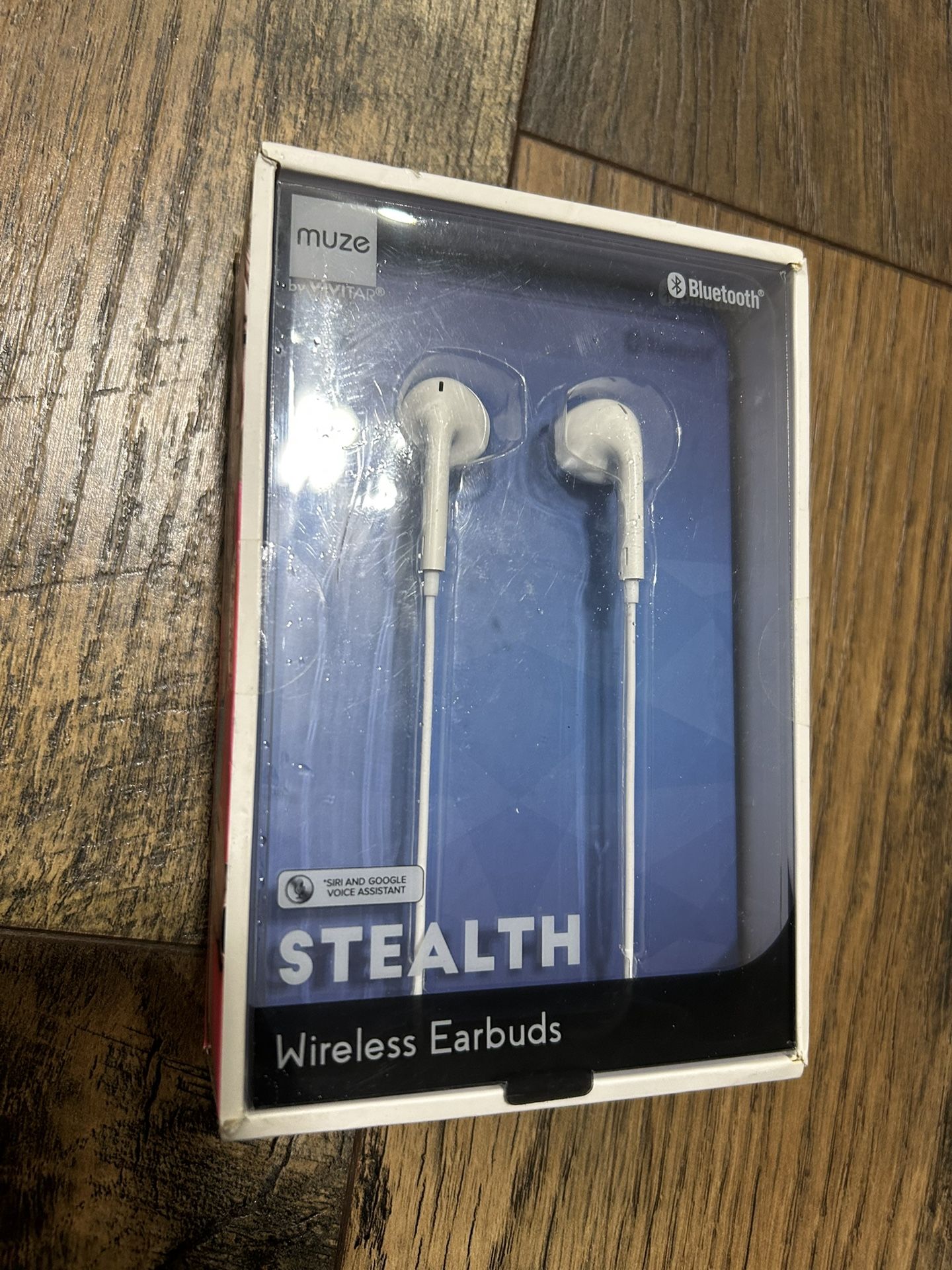 MUZE BY VIVITAR Stealth Wireless Stereo Earbuds w Mic Bluetooth - White - New