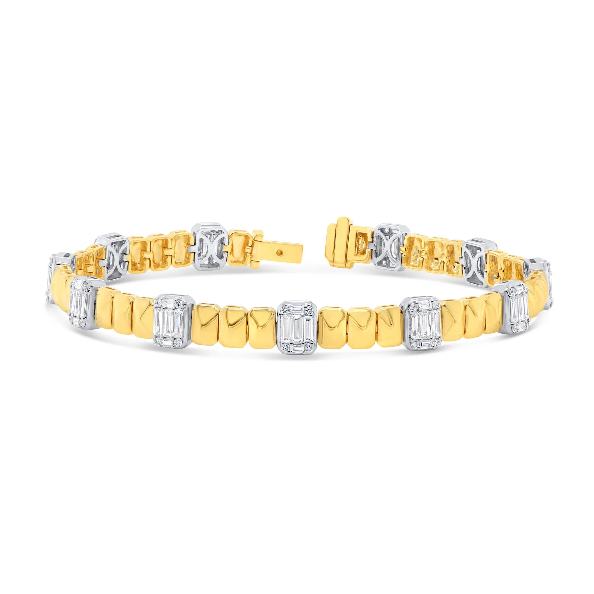 Uneek Bracelet 18K White & Yellow Gold BR2398 This alexandria collection designer bracelet is fine for any get up. Crafted with 44 round diamonds weig