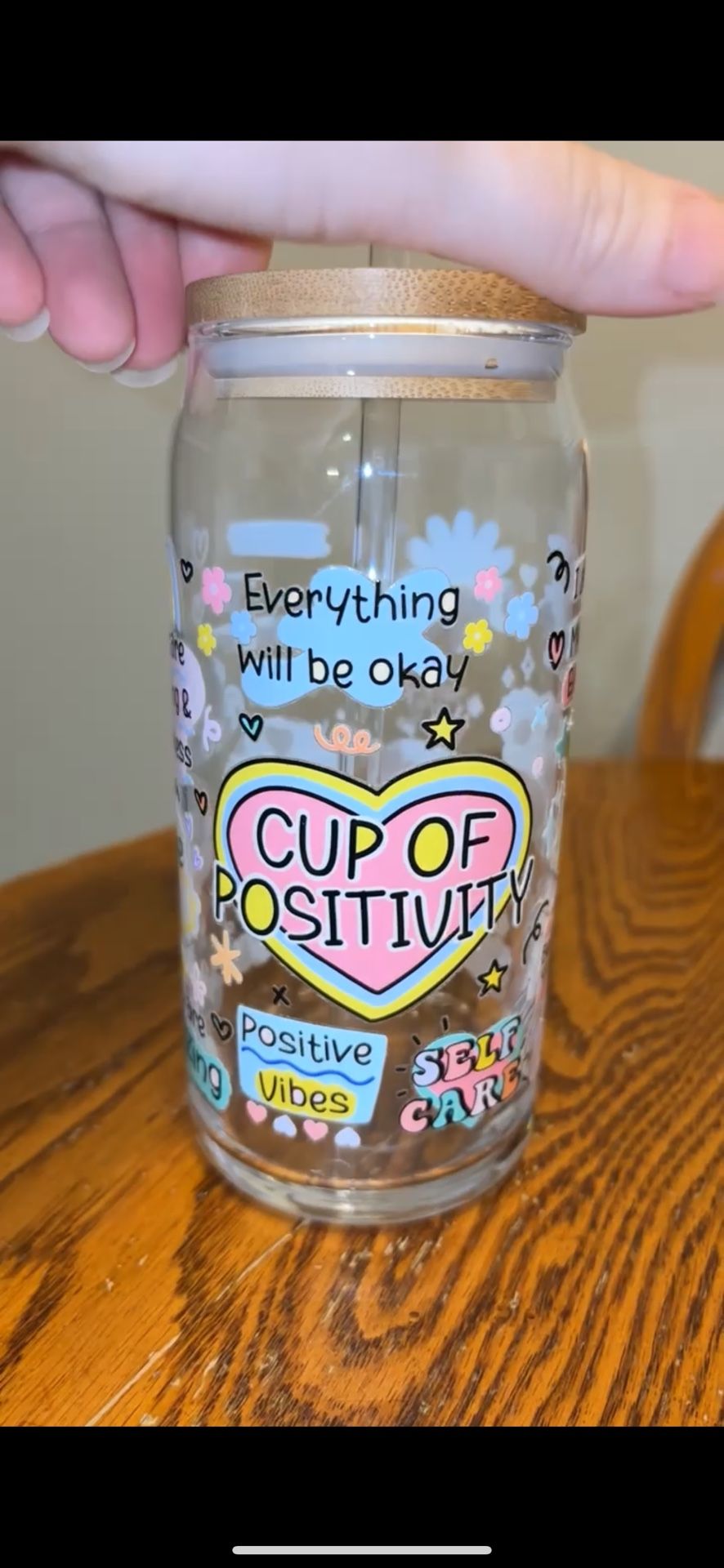 20oz Glass Positivity Cup