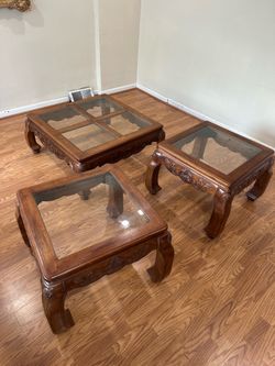 3 piece table set solid wood