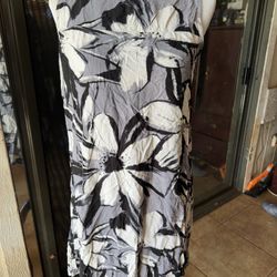 PreOwned Jams World Ruffle Dress Sleeveless Black & White Floral Print Women's M
