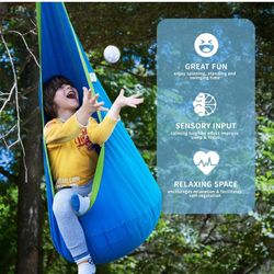 OUTREE Kids Pod Swing Seat, Cotton Child Hammock Swing Chair, Sensory Swing for Indoor and Outdoor Use, Blue Amazon's Choice 58 25$