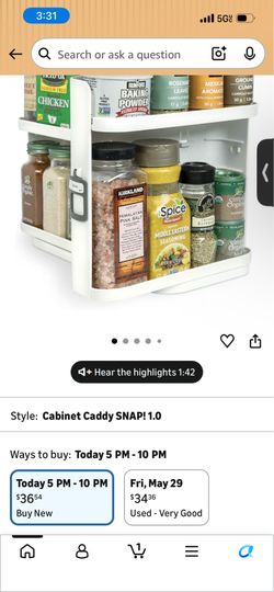 Cabinet caddy snap organizer