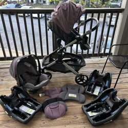 Graco Stroller with Reclining Convertible Bassinet and Seat Plus Car Seat With 3 Bases