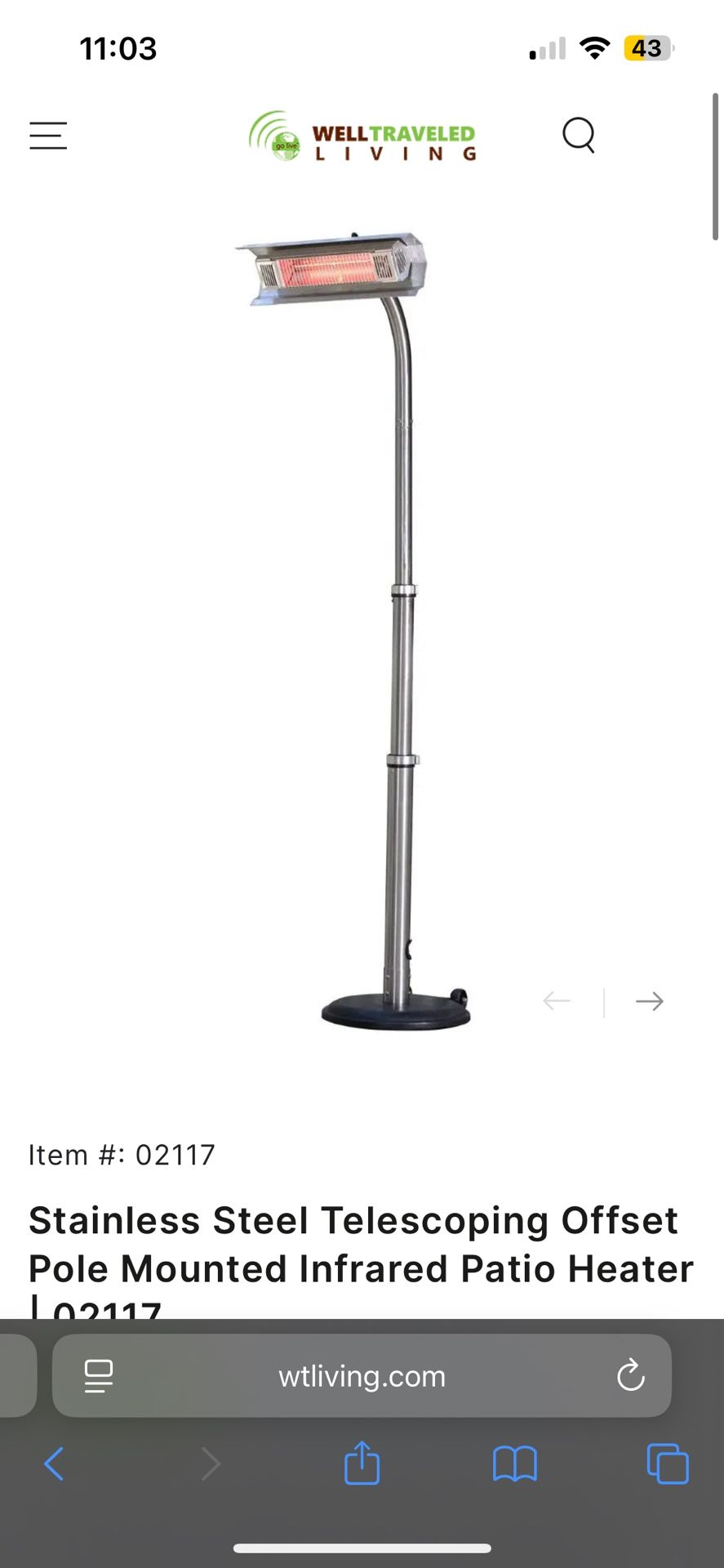 Pole Mounted Infrared Patio Heater