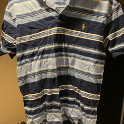 Polo Ralph Lauren Shirt (Blue Stripes/Yellow Horse) Size Medium