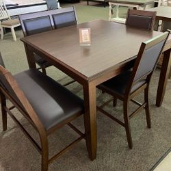 Meredy Counter Height Dining Table and Bar Stools (Set of 5)