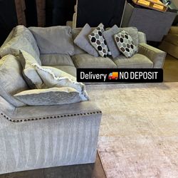 L Shaped Grey Sectional Couch 