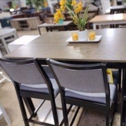 High Top Dining Set With 2 Chairs And A Bench (New)