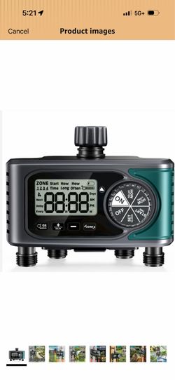 Sprinkler Timer for Outdoor Hose Faucet 4 Zone, Programmable Hose Timer with Rain Delay/Manual/Automatic Watering System, Water Timers for Garden Hose