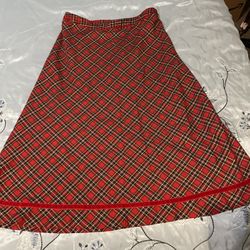 Ladies Size 14 Basic Editions Red Plaid Christmas Skirt A-line Modest