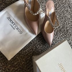 Jimmy Choo Bing Patent Crystal-Strap High-Heel Pumps