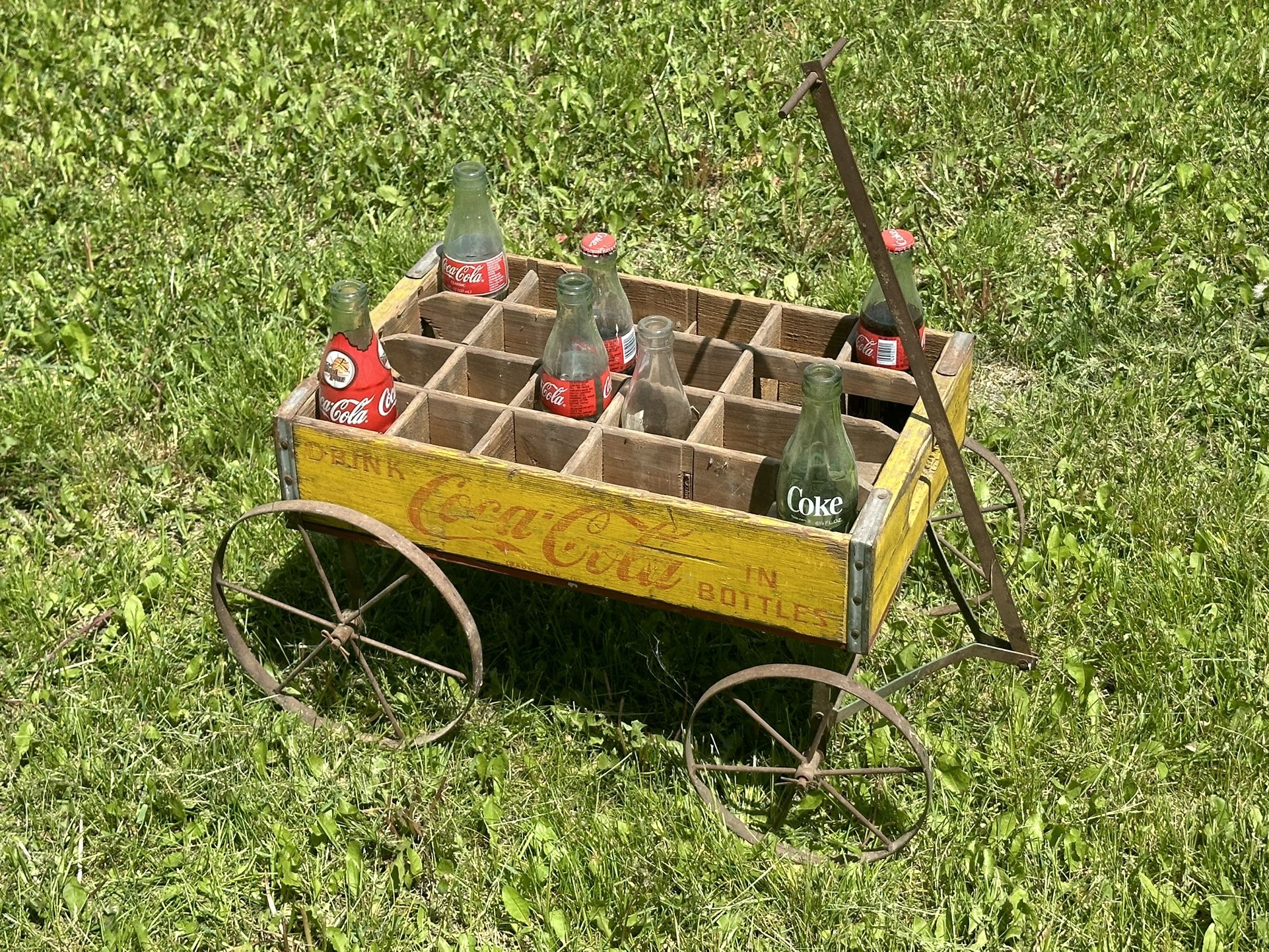 Vintage Coca-Cola Hand Made Crate Wagon W/Bottles