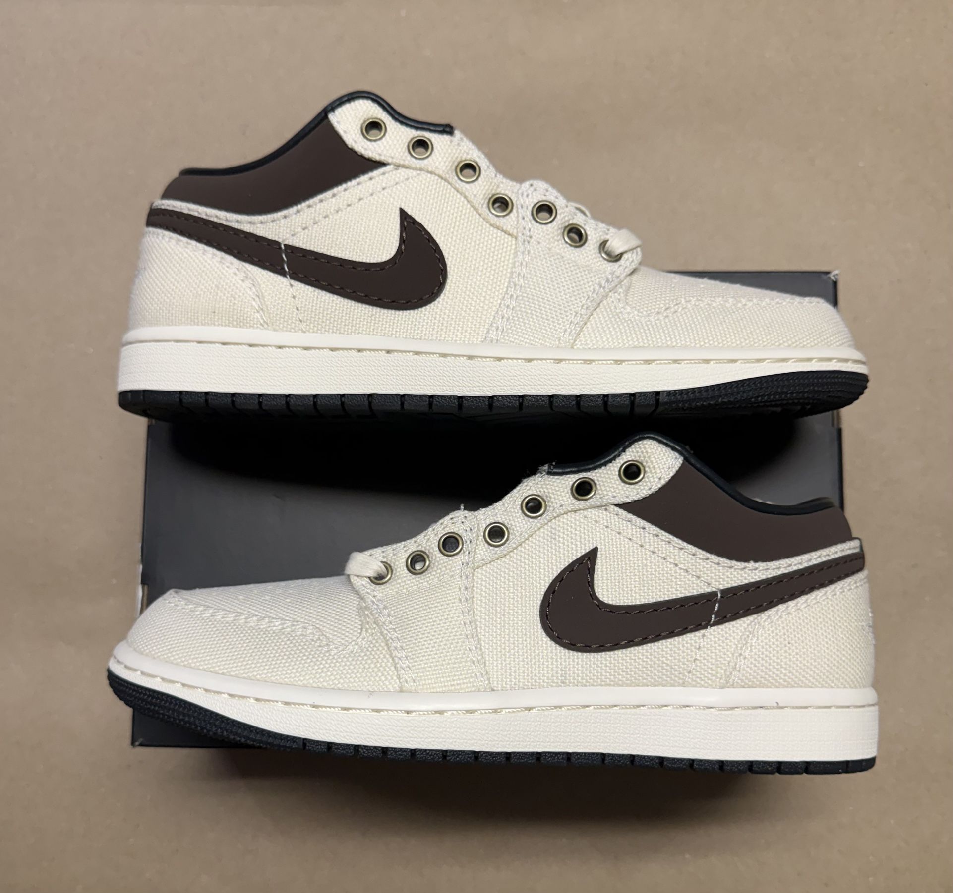 Nike Air Jordan 1 Low Premium Mens Ivory Baroque Brown size 8 Rare NEW!