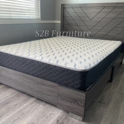 King Grey Alpine Platform Bed With Ortho Mattress Included 
