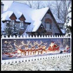 Christmas outdoor Banner santa and reindeer 