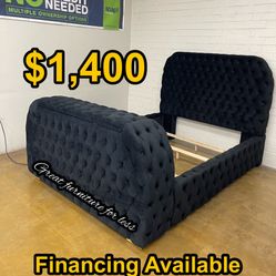 Queen Size Bed Frame Black Velvet Brand New