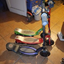 Lot of 3 Electric Razor Scooters "Needs the Charger" All 3 Power On