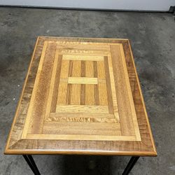 MCM Parquet Table with Hairpin Legs