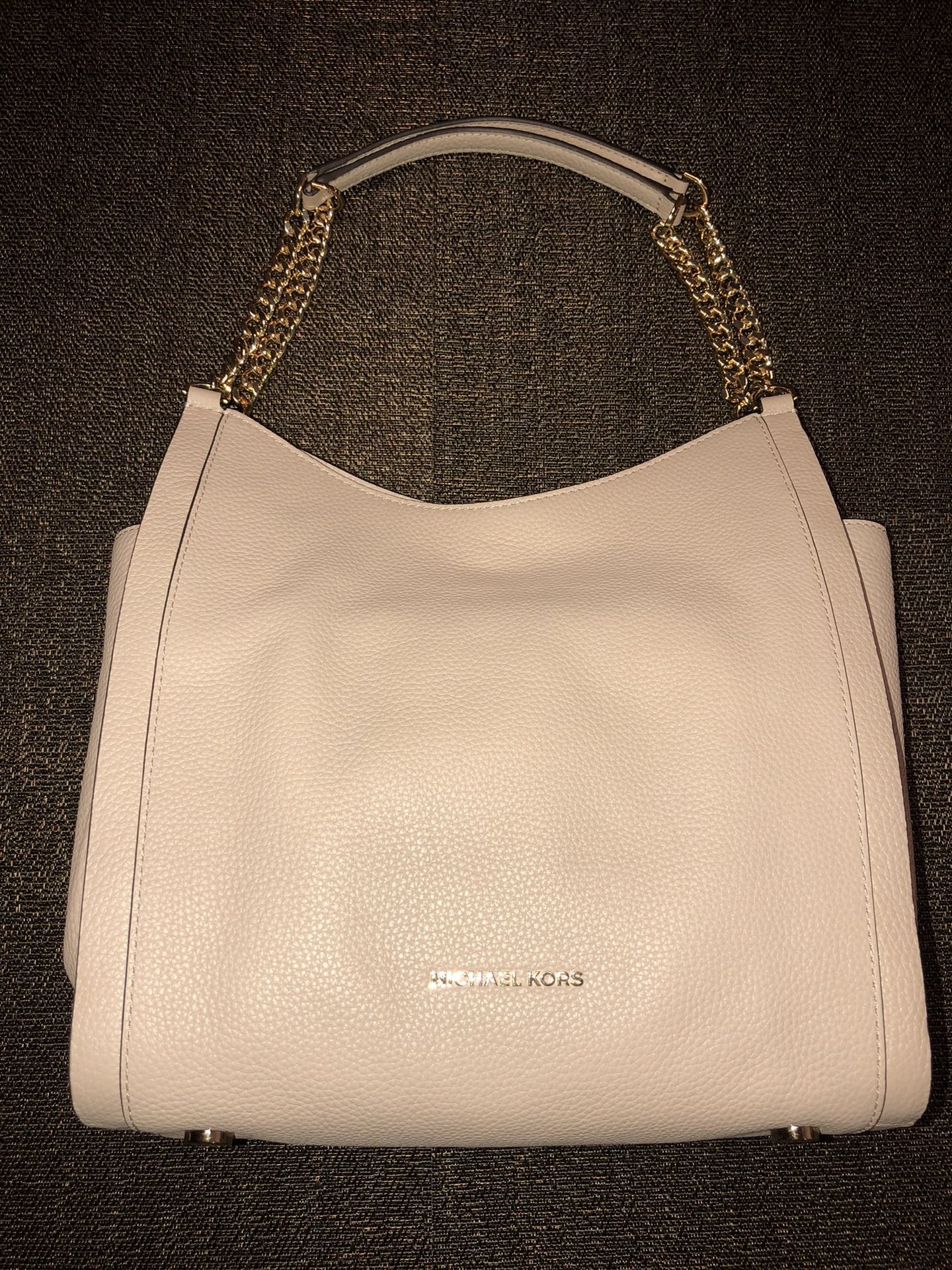 NWT 🌼 Michael Kors Newbury Medium Chain Shoulder Soft Leather Tote Oyster Beige 38S8GNOE2L