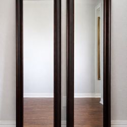 Set of 2 Tall Dark Wood Framed Mirrors