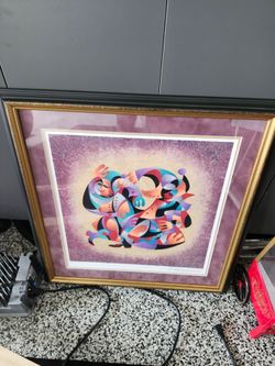 Custom framed abstract clown picture