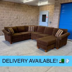 Like New Brown Corduroy U (or L) Sectional Couch Sofa from Old Cannery (DELIVERY AVAILABLE! 🚛💨)