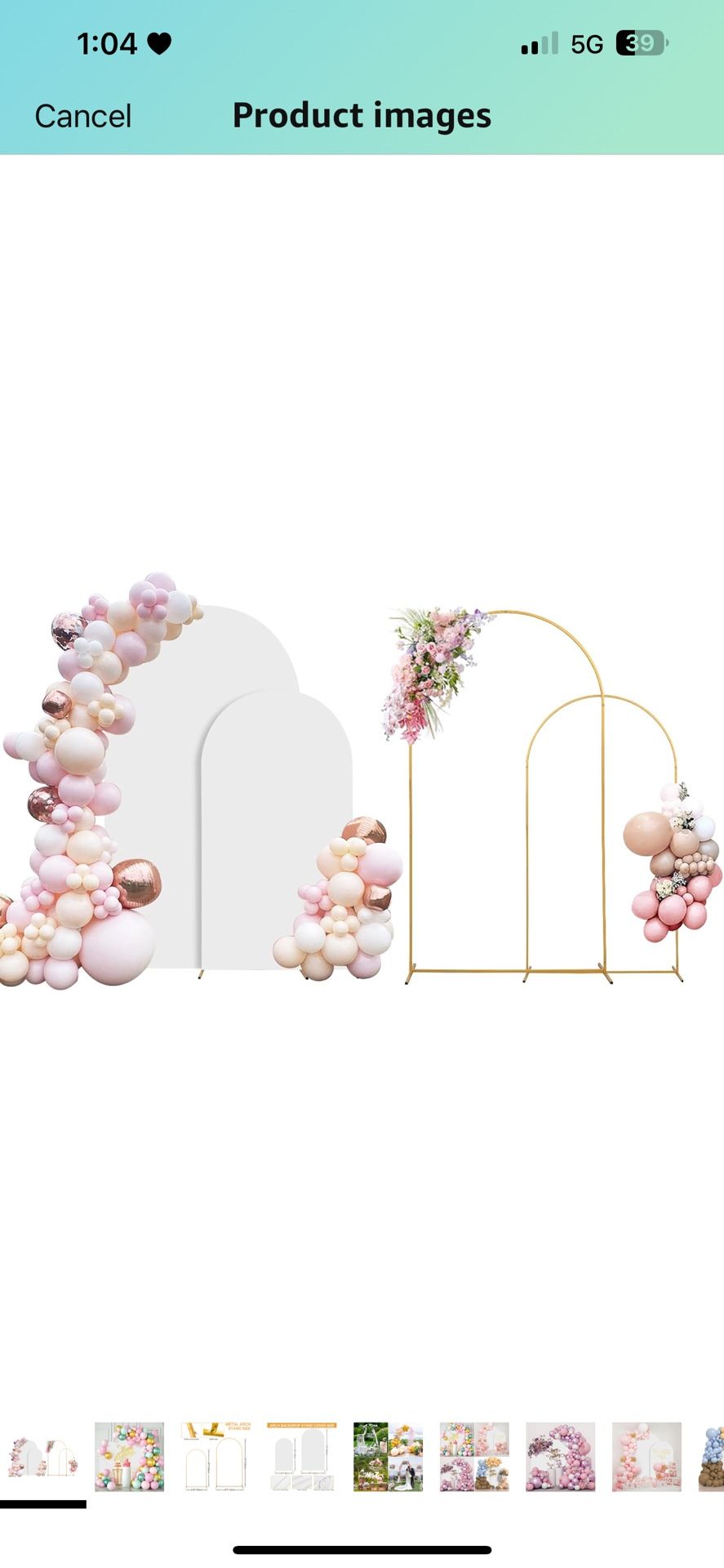 Arch Backdrop Stand Set of 2 With Cover (7.2FT+6FT) Gold Metal Wedding Arch Balloon Stand With Cover for Birthday Party Baby Shower Graduation Ceremon