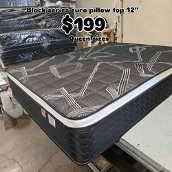 Black series Queen sizes Euro Pillow Top 12” medium firm 🆕  In Plastic   Mattress only $199  Mattress with box spring $260  Delivery $30 All sizes av