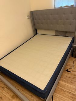 Queen bed frame with two nightstands