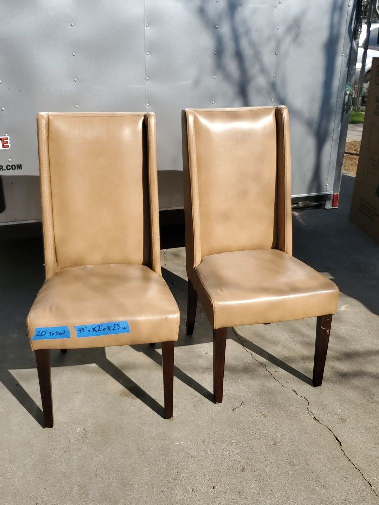 Pair of Lt brown Leather(ish) lounge/accent chairs