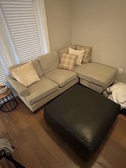 L-Shaped Sectional Sofa + Oversized Ottoman