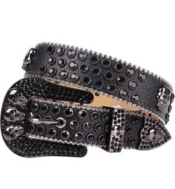  Rhinestones Belt for Men Women Teens (Black Only)